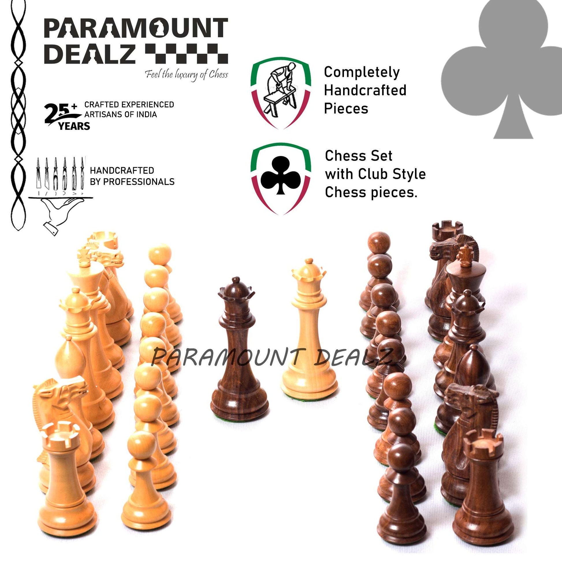 Collector's Club Staunton Series Chess Pieces in Indian