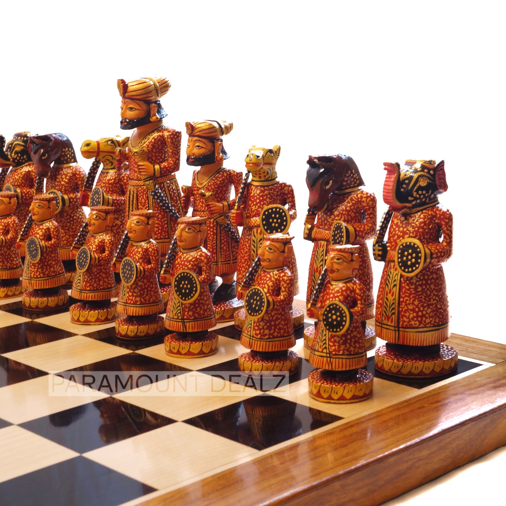 Wooden Indian War Theme Chess Broad Pieces -  6" Handcrafted Chess Pieces Set | Includes Wooden Chess Pieces and Box | Perfect Gifting for All Occasions | Without Chess Board