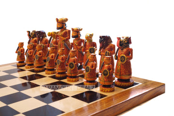 Wooden Indian War Theme Chess Broad Pieces -  6" Handcrafted Chess Pieces Set | Includes Wooden Chess Pieces and Box | Perfect Gifting for All Occasions | Without Chess Board