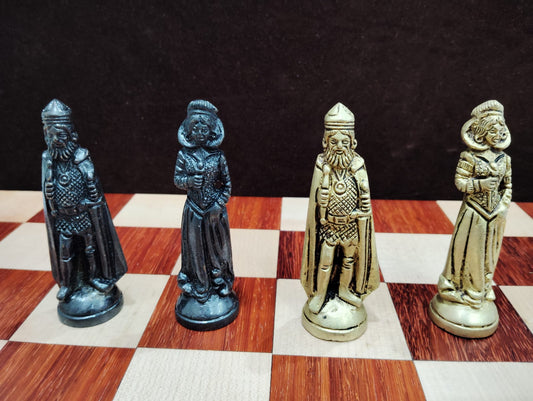 16 inch Bud Rosewood Chess Board with English Style Brass Chess Pieces Set ♟️