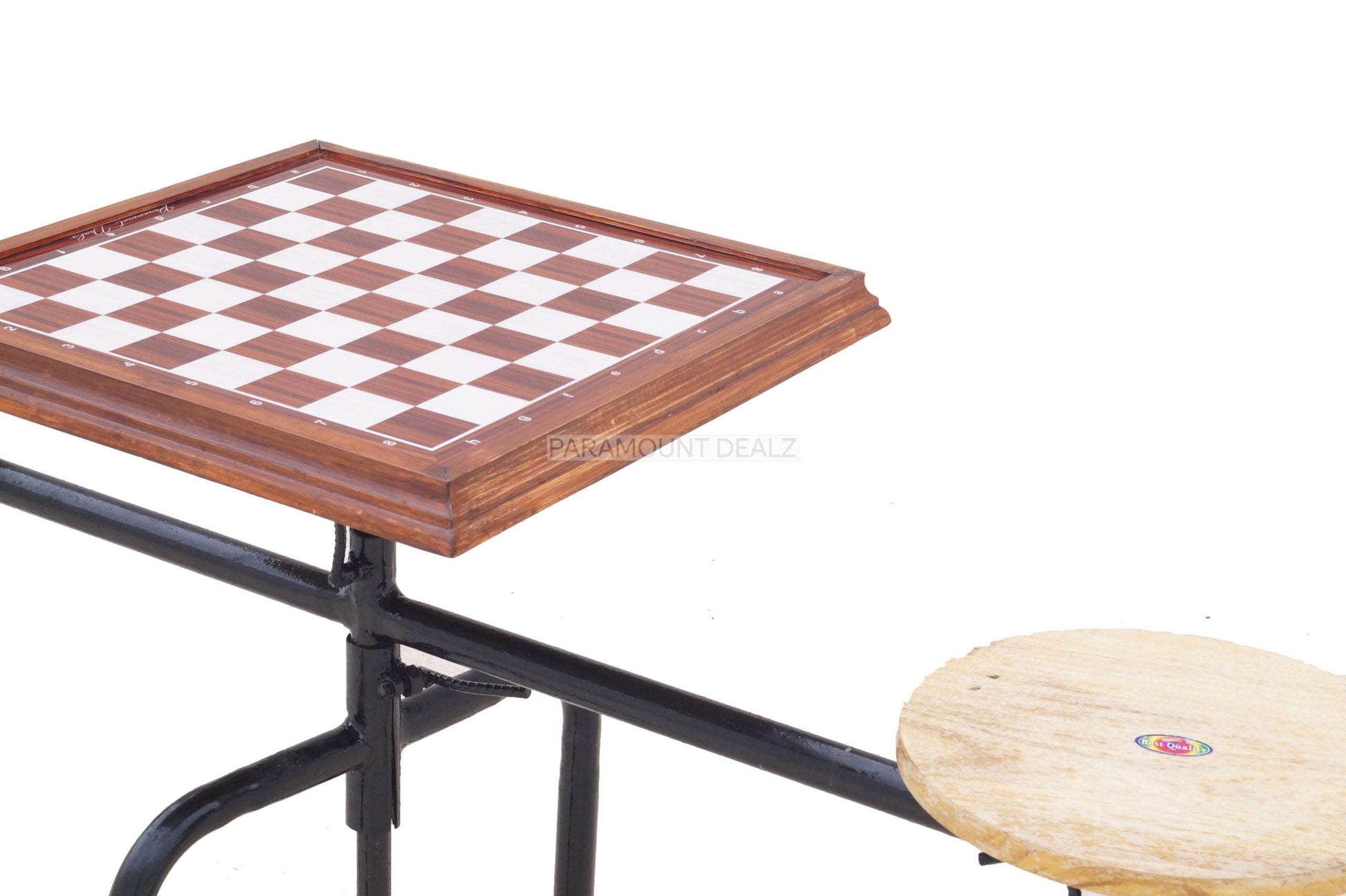 Metallic Premium Chess Table with 2 attached stools