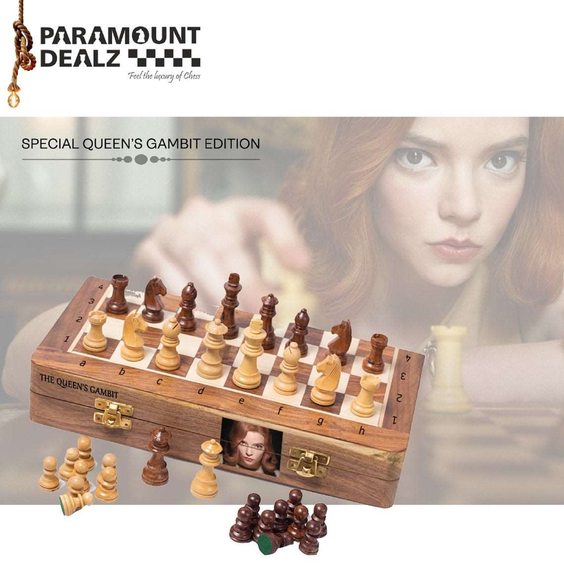 Paramount Dealz Personalized Queen's Gambit Exclusive Edition Handcrafted Magnetic Chess Board Game Set