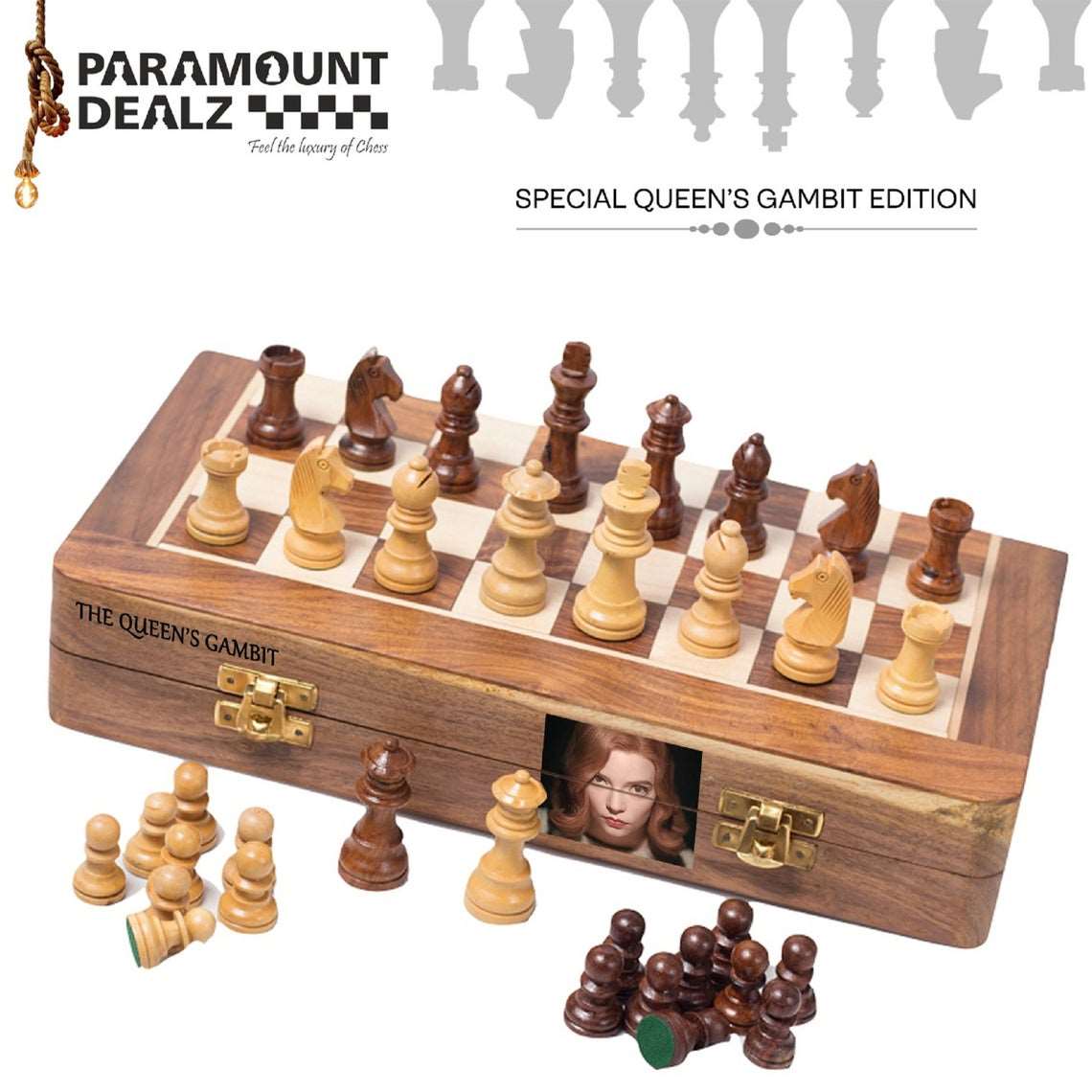 Paramount Dealz Personalized Queen's Gambit Exclusive Edition Handcrafted Magnetic Chess Board Game Set