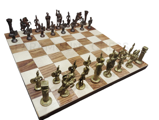 ✨ Craftsmanship Meets Elegance! ♟️💎 Discover Our 16-Inch Wooden Signature Board With Exquisite Roman Brass Chess Pieces! 🌟