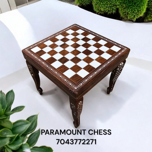 24 Inch Wooden with drawer Inlay chess table with 3.75 inch wooden  chess pieces