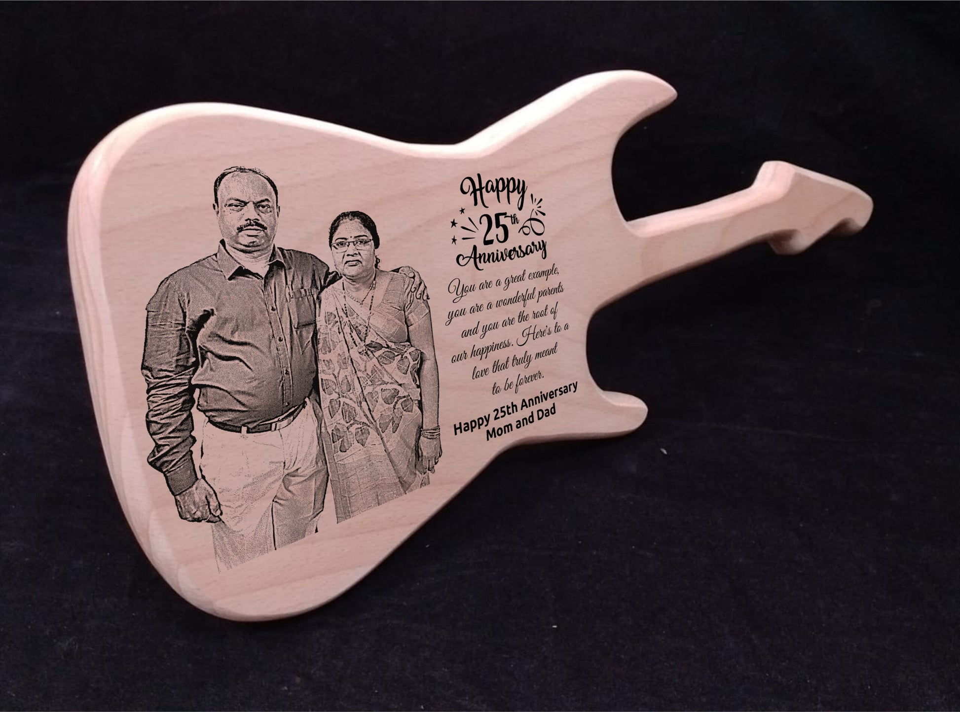 Personalized Engraved Guitar Shaped Wooden Plaque