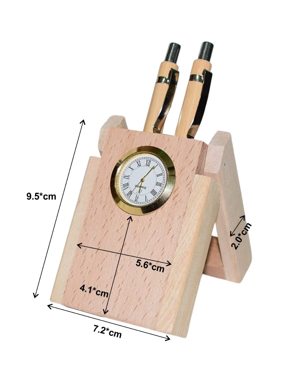 Paramount Dealz Personalized Gift, Wooden Desk Organizer with Clock