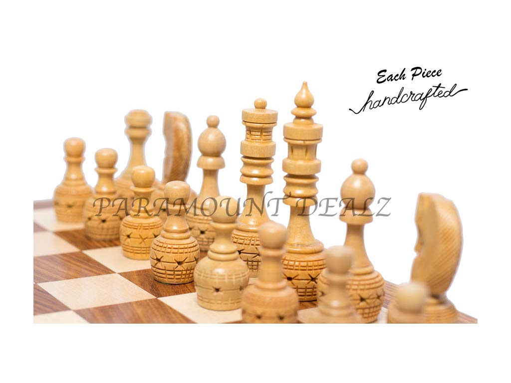 Hand Crafted Wooden Inlaid Carving Chess Set