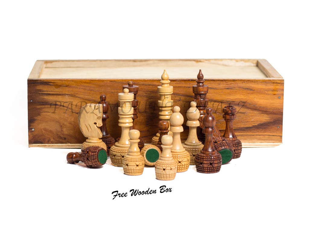 Hand Crafted Wooden Inlaid Carving Chess Set