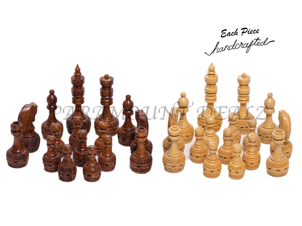 Hand Crafted Wooden Inlaid Carving Chess Set