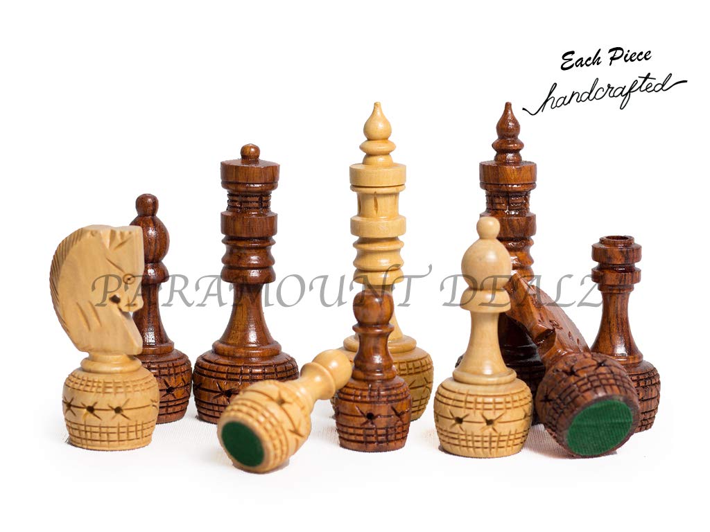 Hand Crafted Wooden Inlaid Carving Chess Set