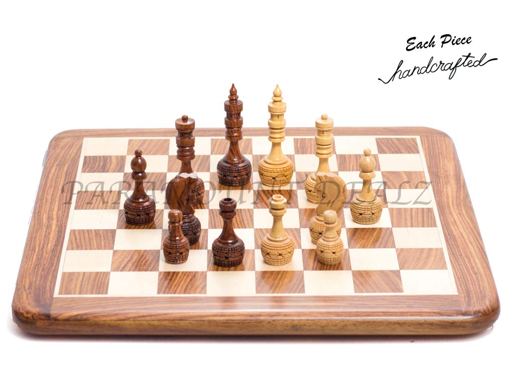 Hand Crafted Wooden Inlaid Carving Chess Set