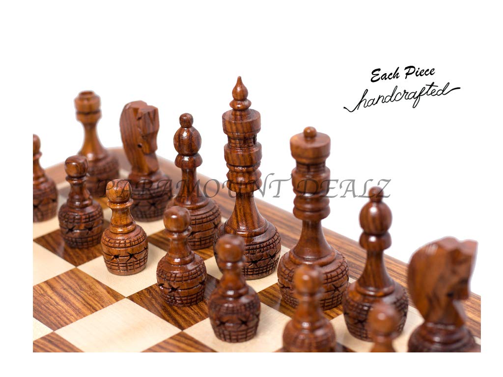 Hand Crafted Wooden Inlaid Carving Chess Set