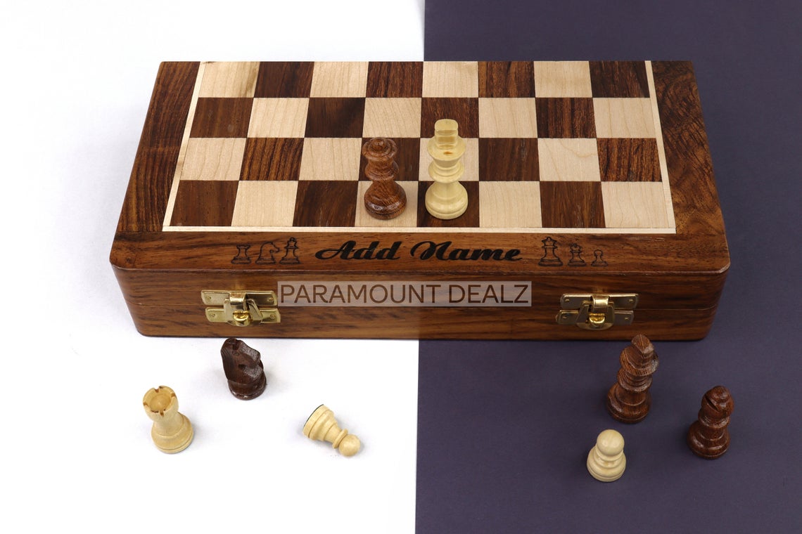 Paramount Dealz Personalized Quote Special Folding Wooden Chess Board Game Set