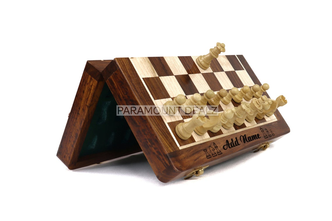 Paramount Dealz Personalized Quote Special Folding Wooden Chess Board Game Set