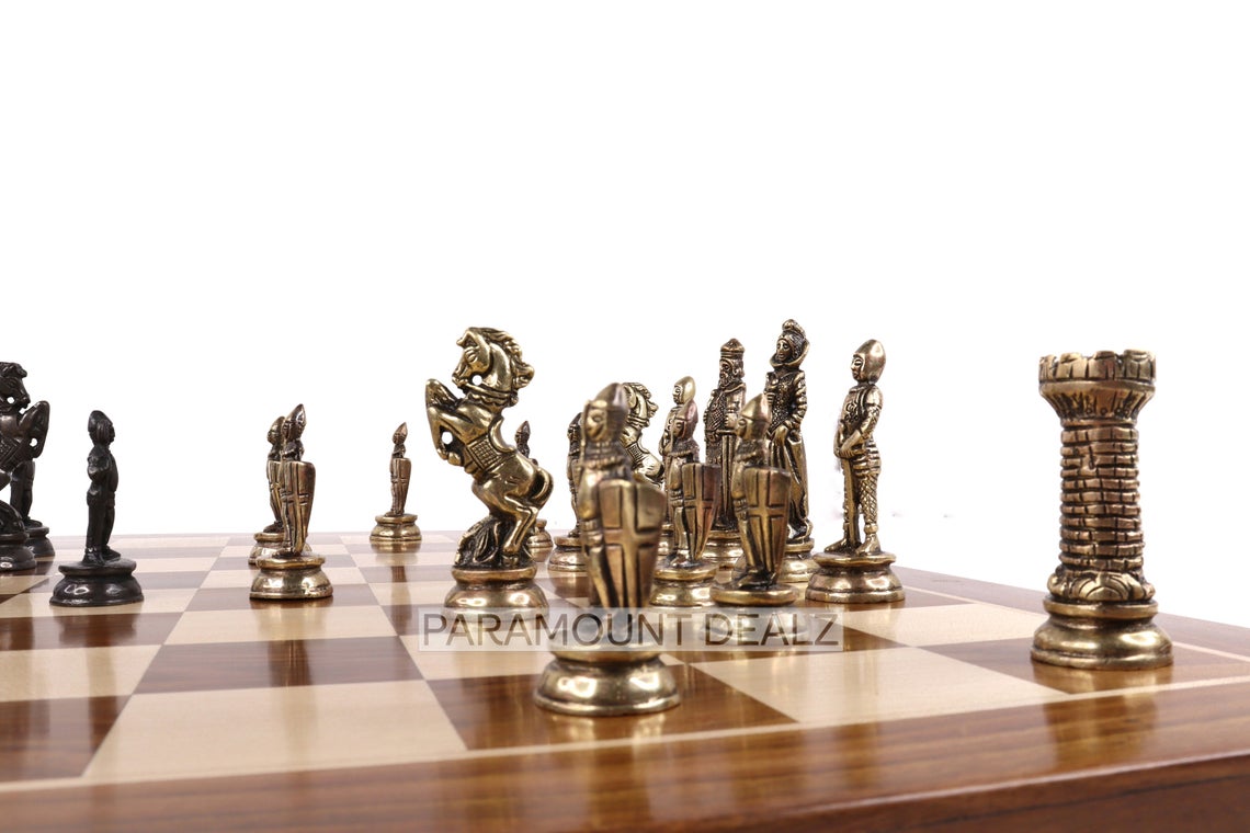 Wooden Chess Board with Chess Pieces and Chess Box