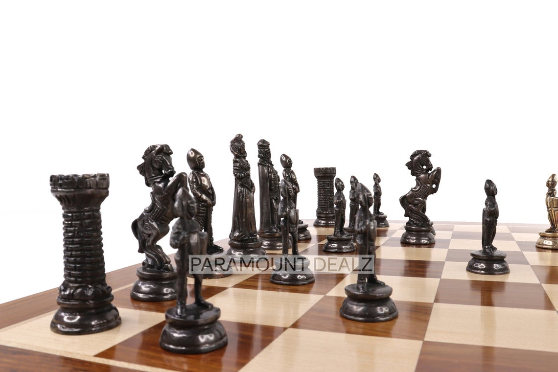 Wooden Chess Board with Chess Pieces and Chess Box