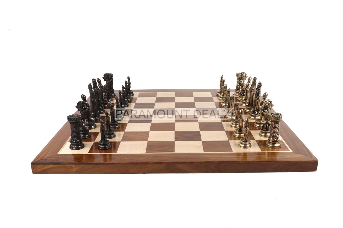 Wooden Chess Board with Chess Pieces and Chess Box