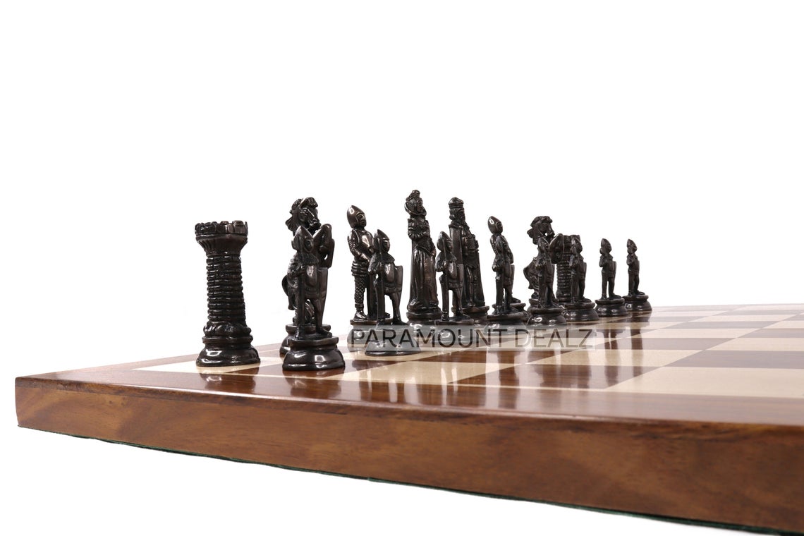 Wooden Chess Board with Chess Pieces and Chess Box