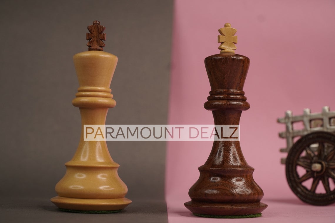 Paramount Dealz Russian Zagreb 59' Wooden Chess Pieces with Carry Pouch