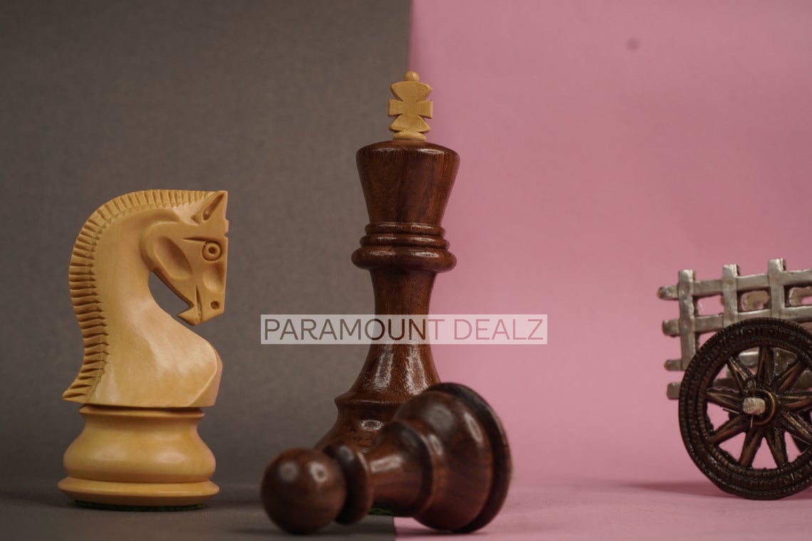 Paramount Dealz Russian Zagreb 59' Wooden Chess Pieces with Carry Pouch