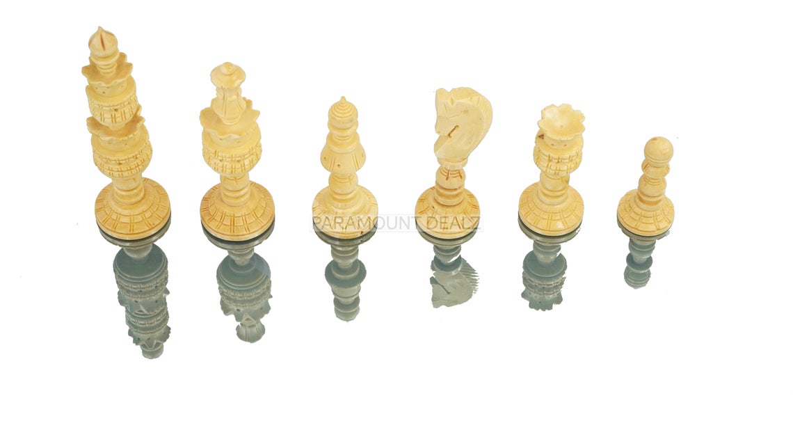 King Size Handmade Wooden 32 Chessmen Chess Pieces Set