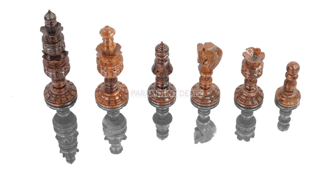 King Size Handmade Wooden 32 Chessmen Chess Pieces Set