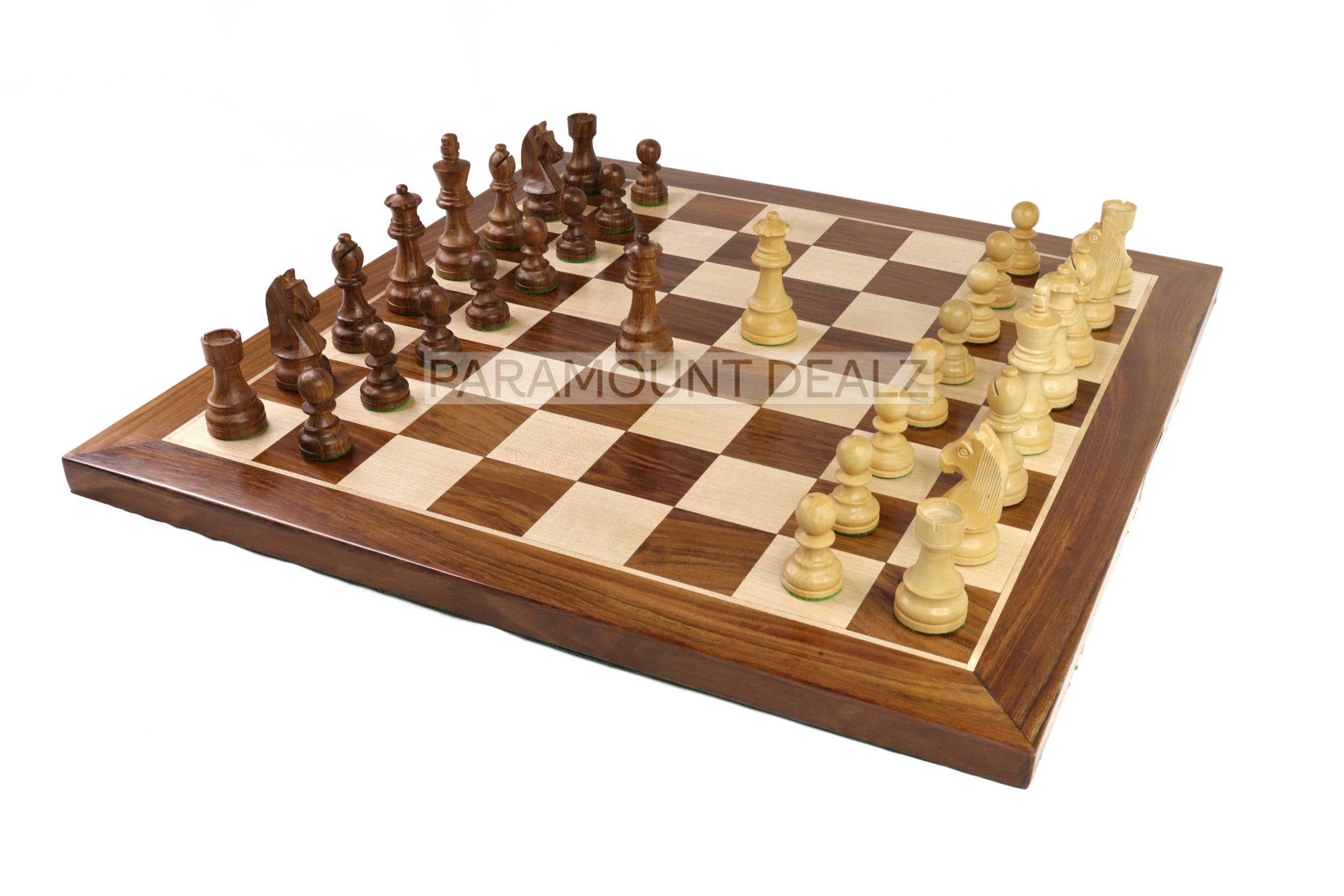 Grand Master Square Cornered Edition 21 inches Wooden chess board (Acacia  wood & Maple wood) with 3.75″ wooden weighted chess pieces and drawstring  