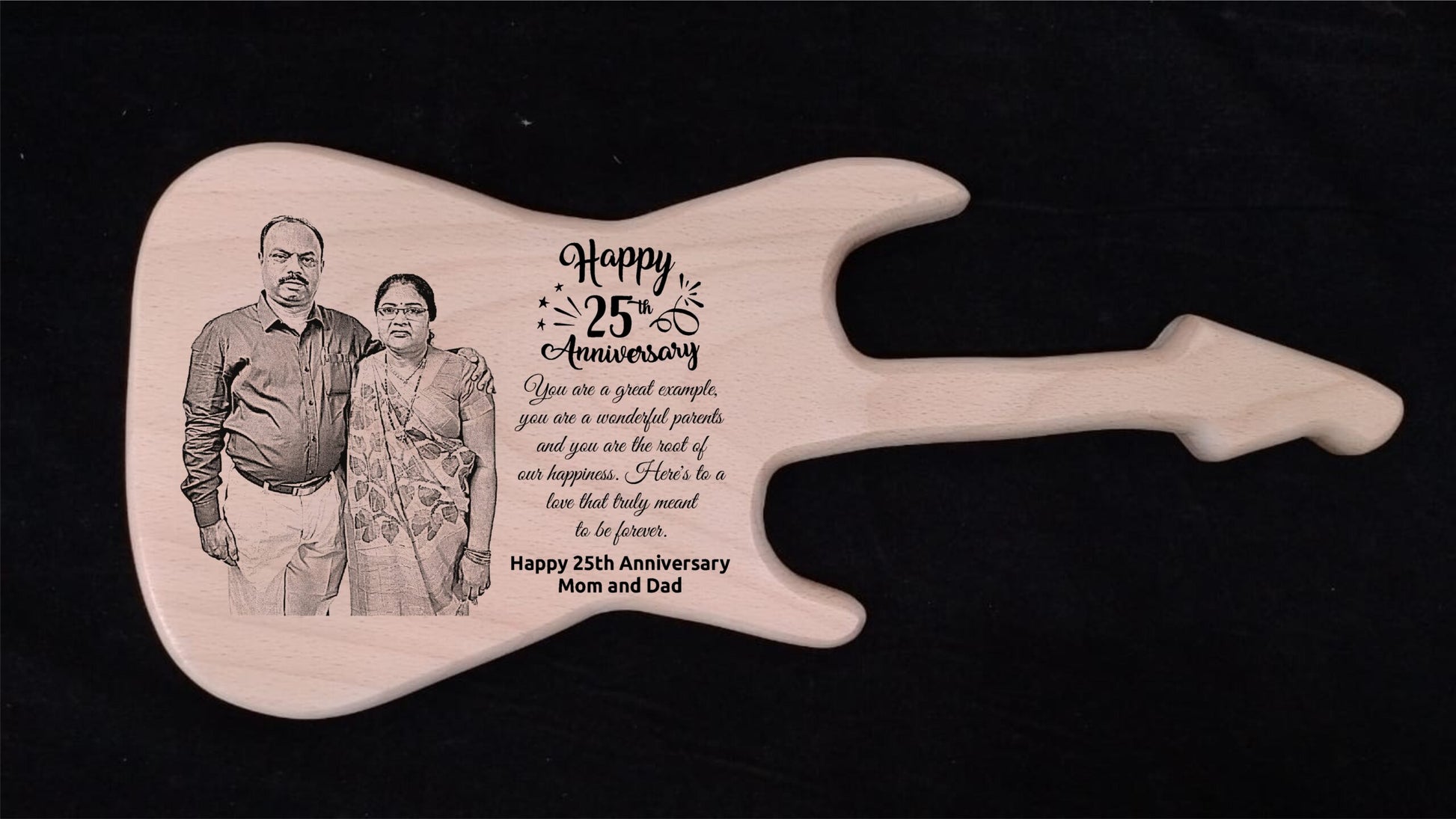 Personalized Engraved Guitar Shaped Wooden Plaque