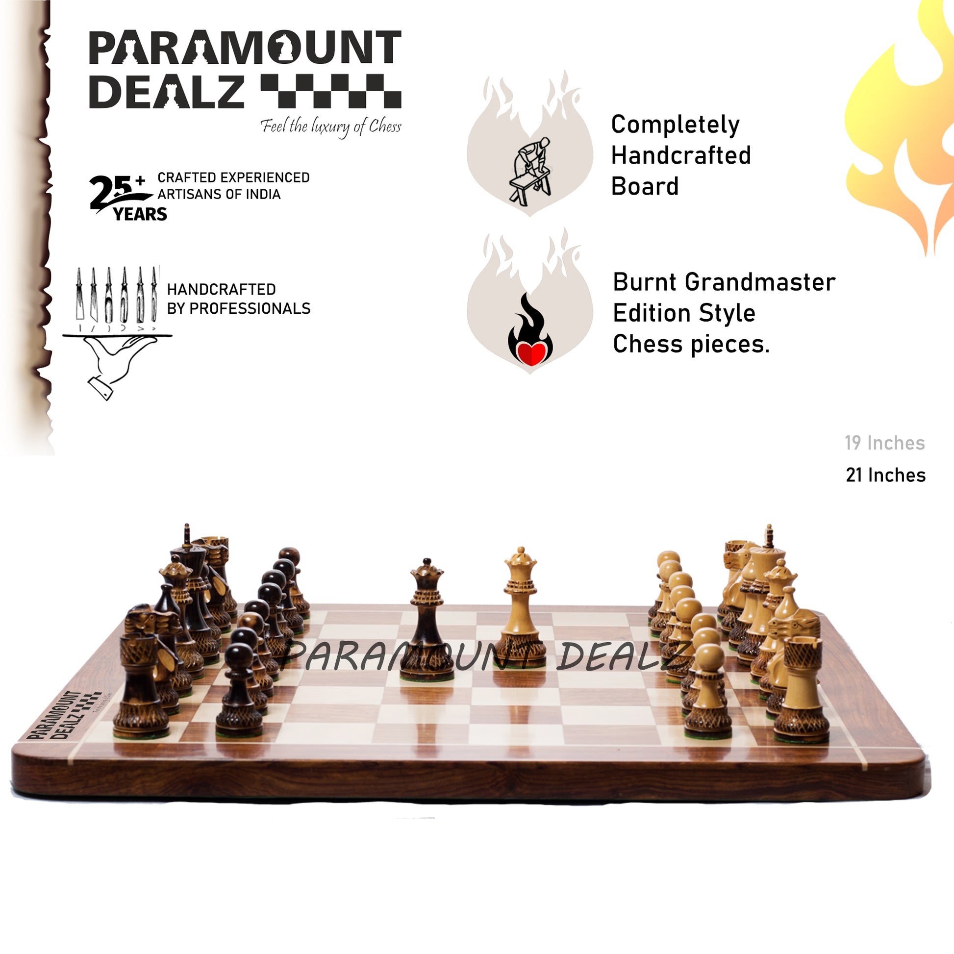 The 4" Burnt Zangreb GrandMaster Chess Set Combo