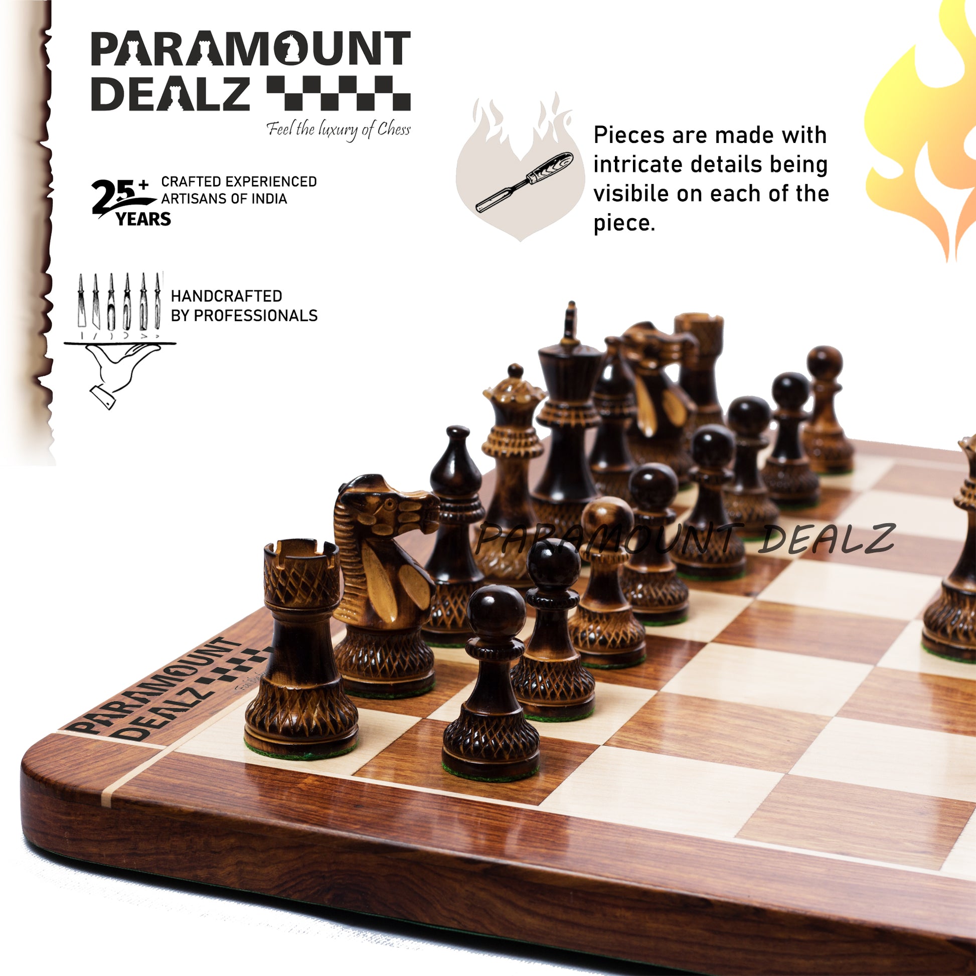 The 4" Burnt Zangreb GrandMaster Chess Set Combo