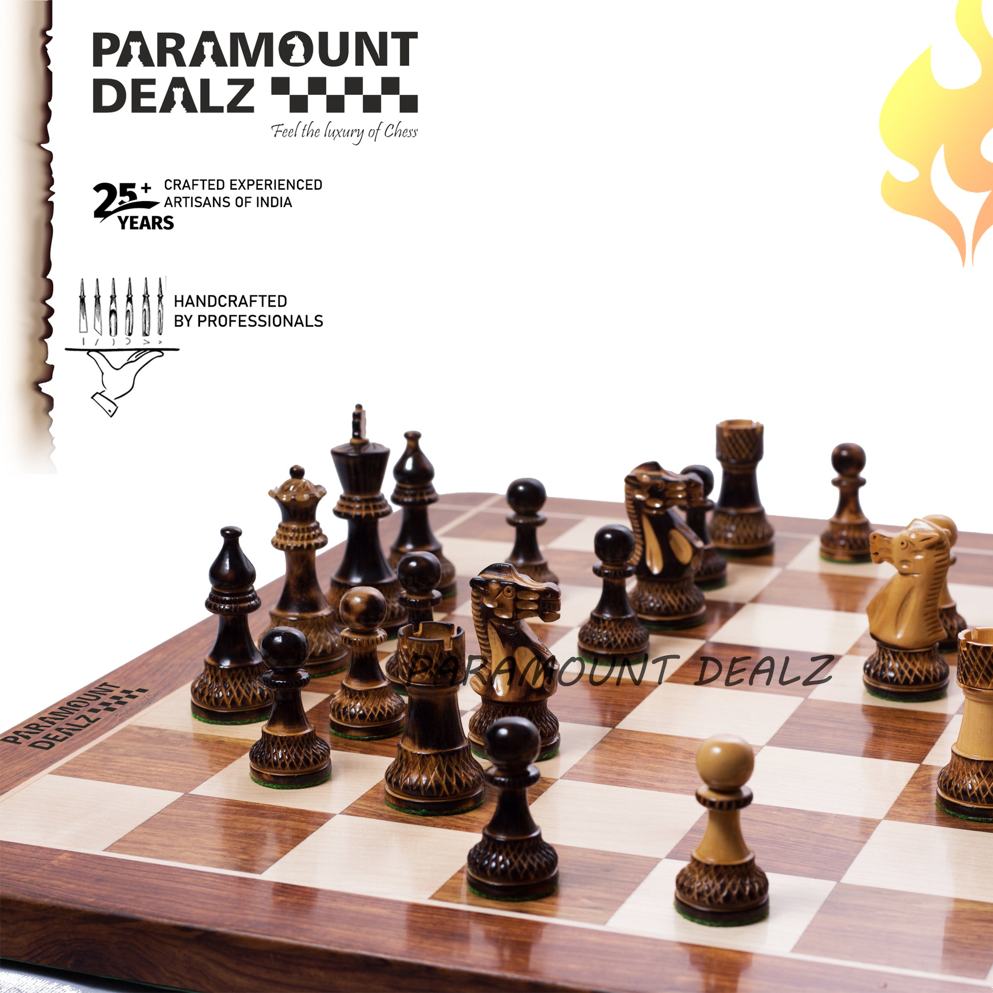 The 4" Burnt Zangreb GrandMaster Chess Set Combo