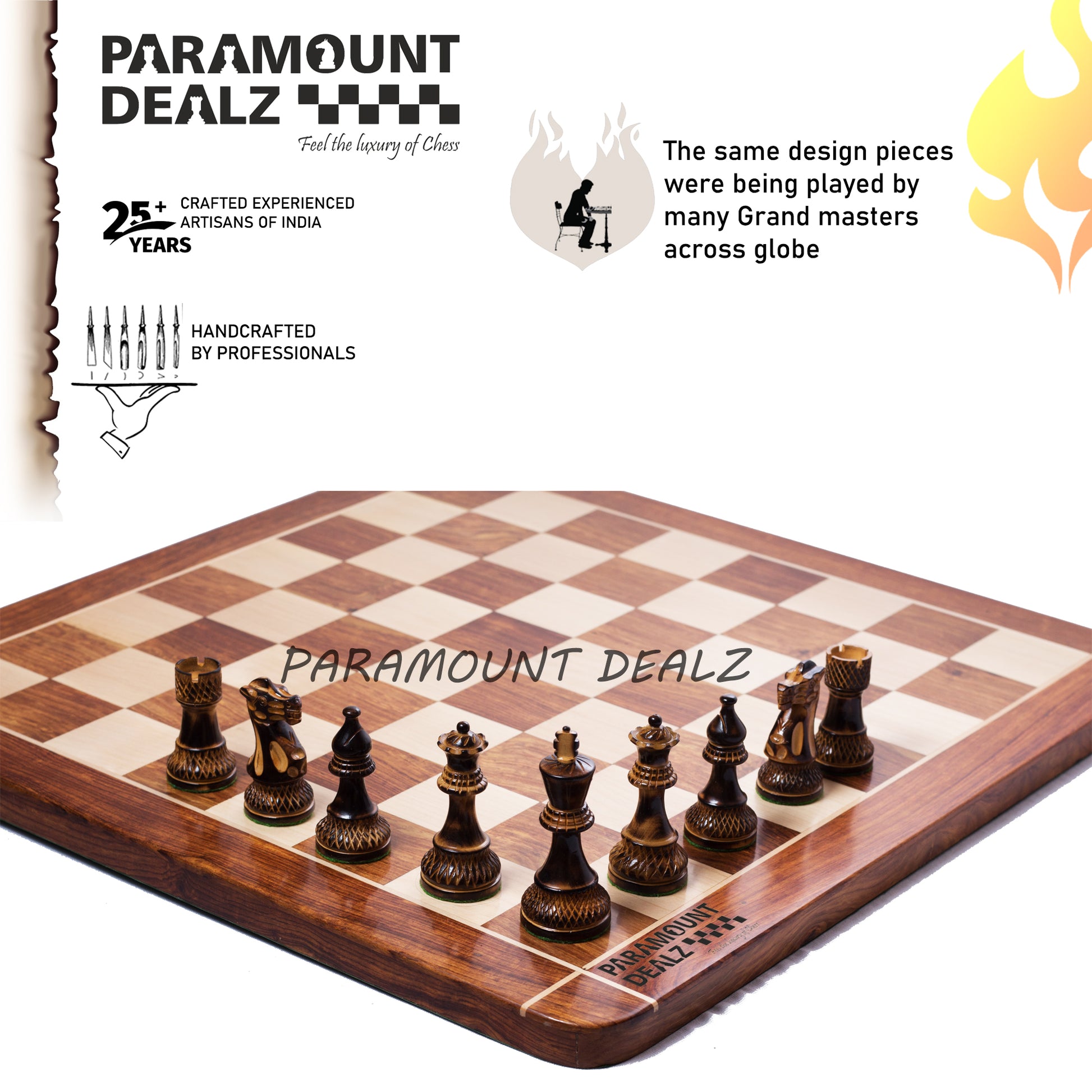 The 4" Burnt Zangreb GrandMaster Chess Set Combo