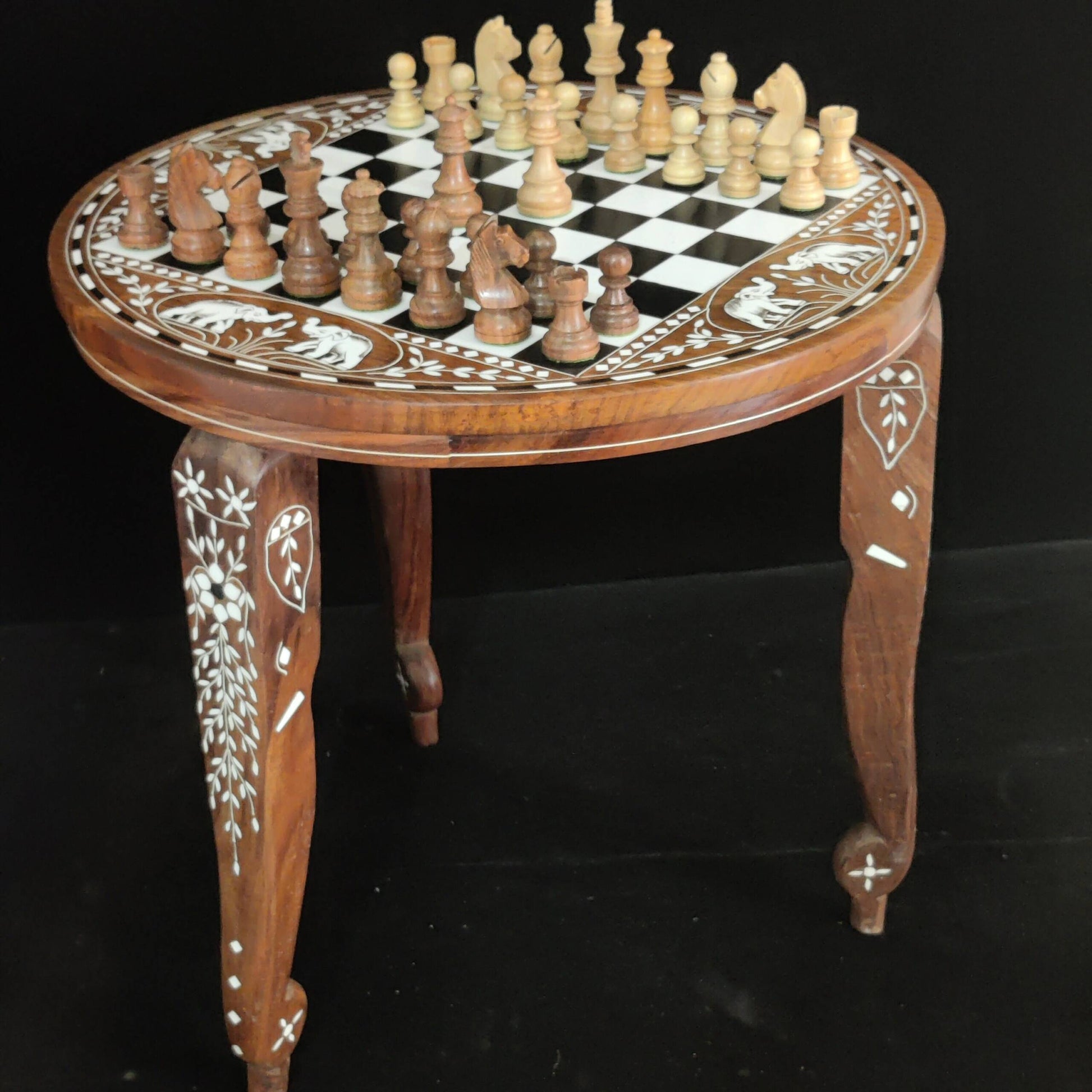 Chess Table Wooden Inlay