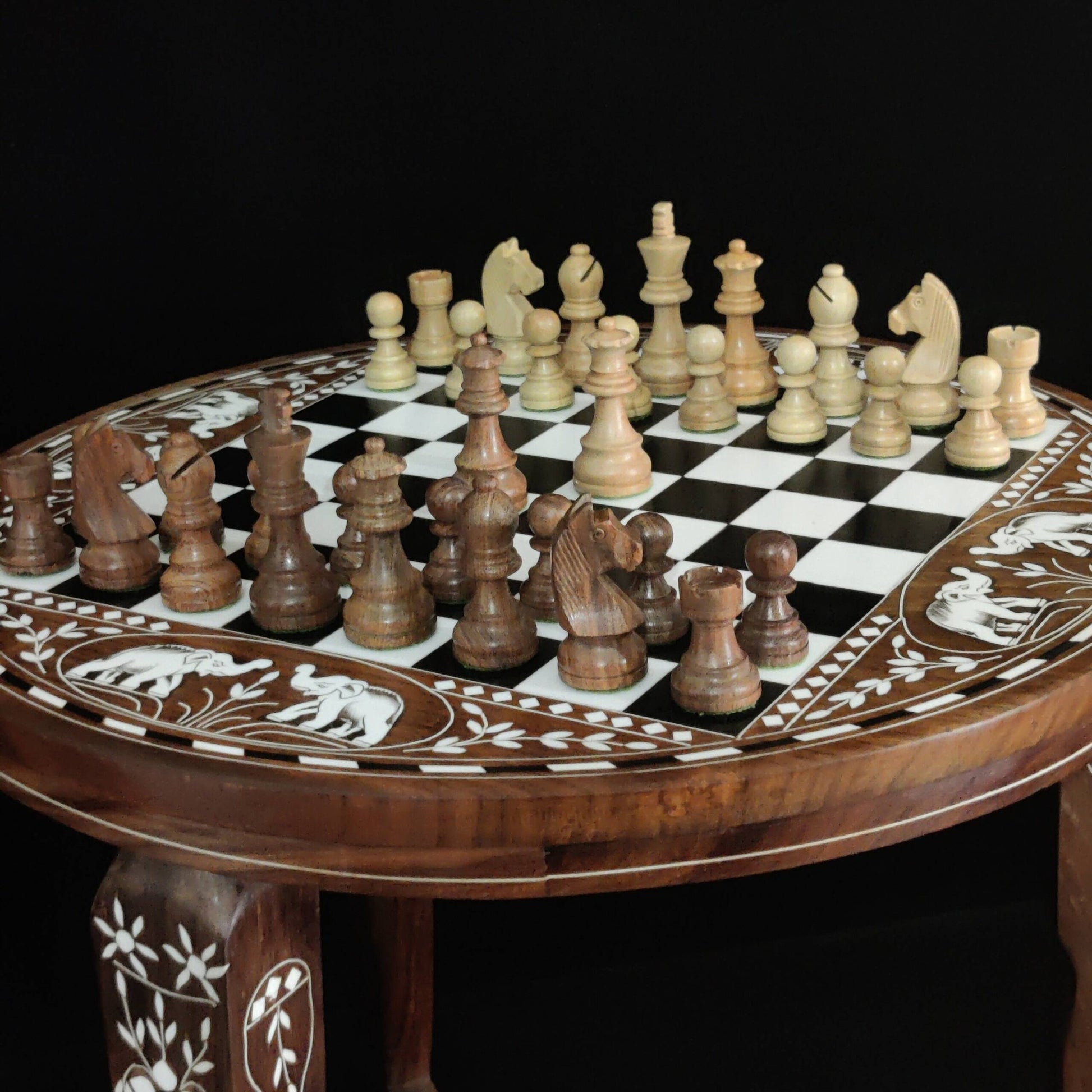 Chess Table Wooden Inlay