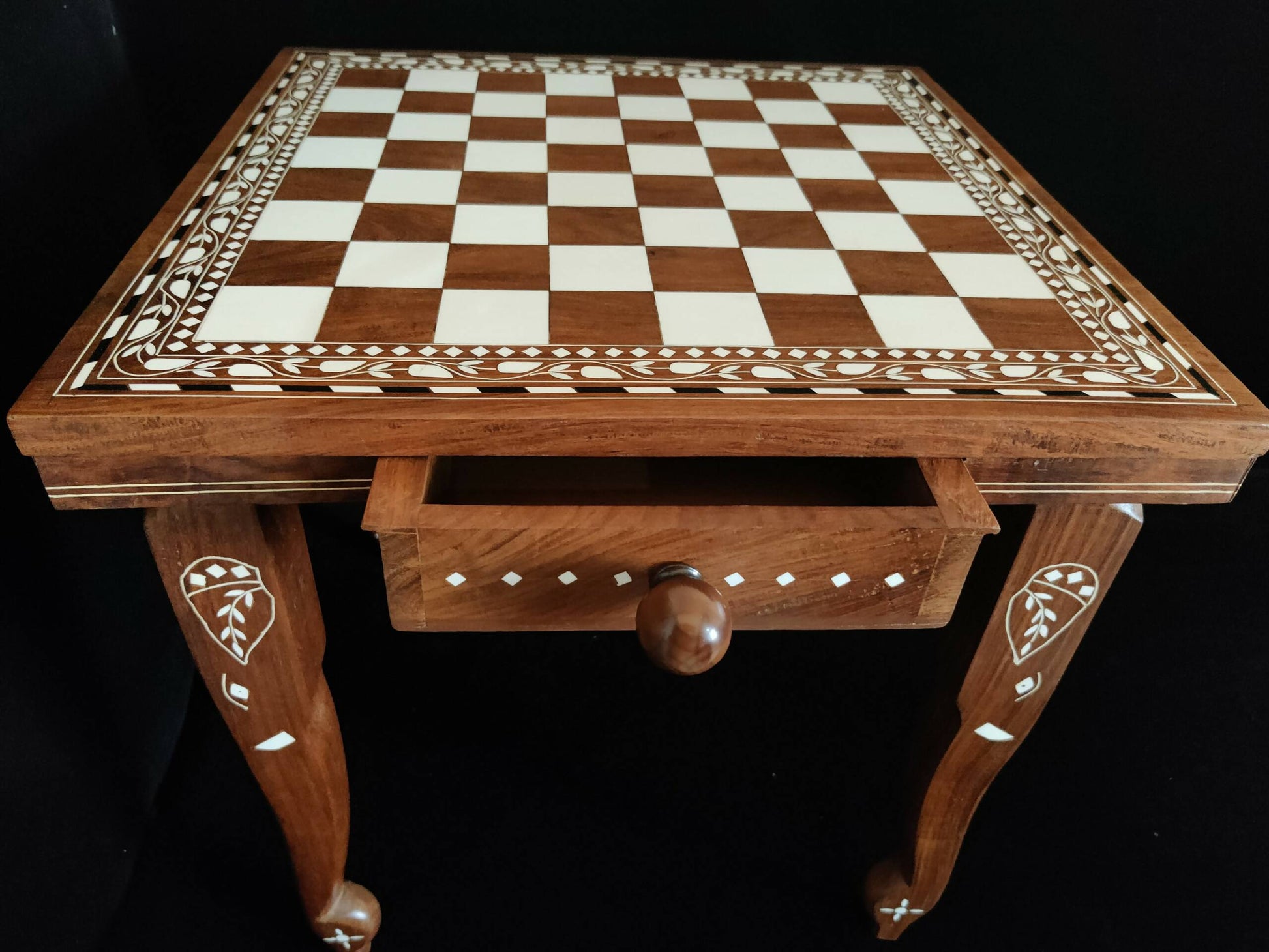 Personalized Chess Table Wooden Inlay