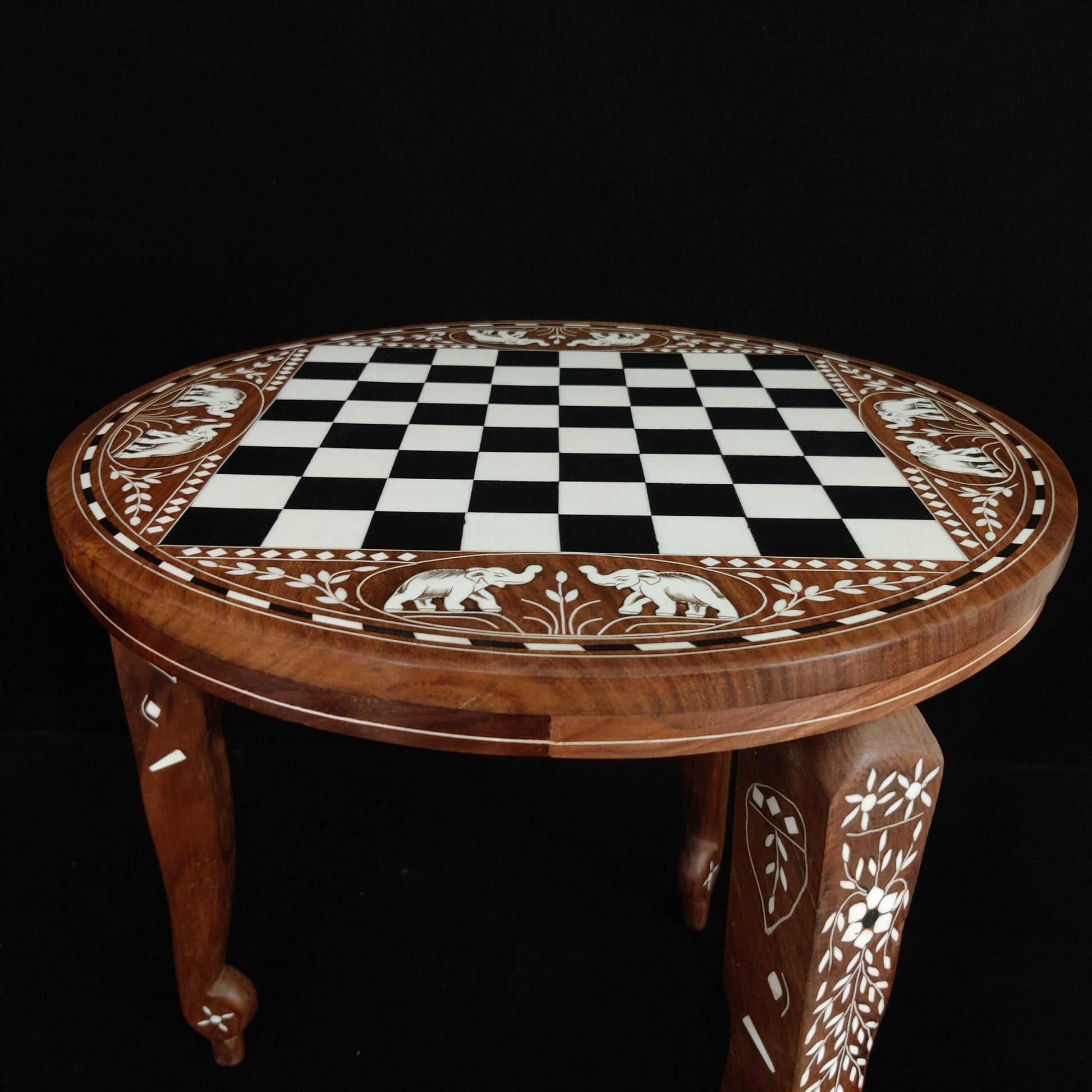 Personalized Handmade Wooden Inlay Chess Table Board Game