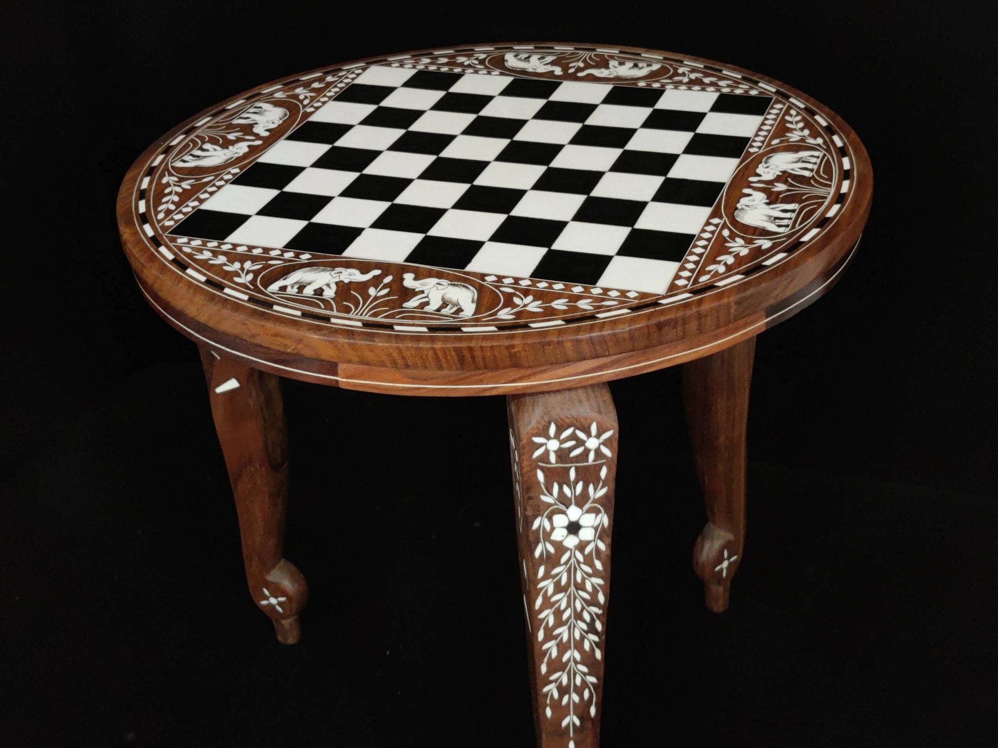Personalized Handmade Wooden Inlay Chess Table Board Game