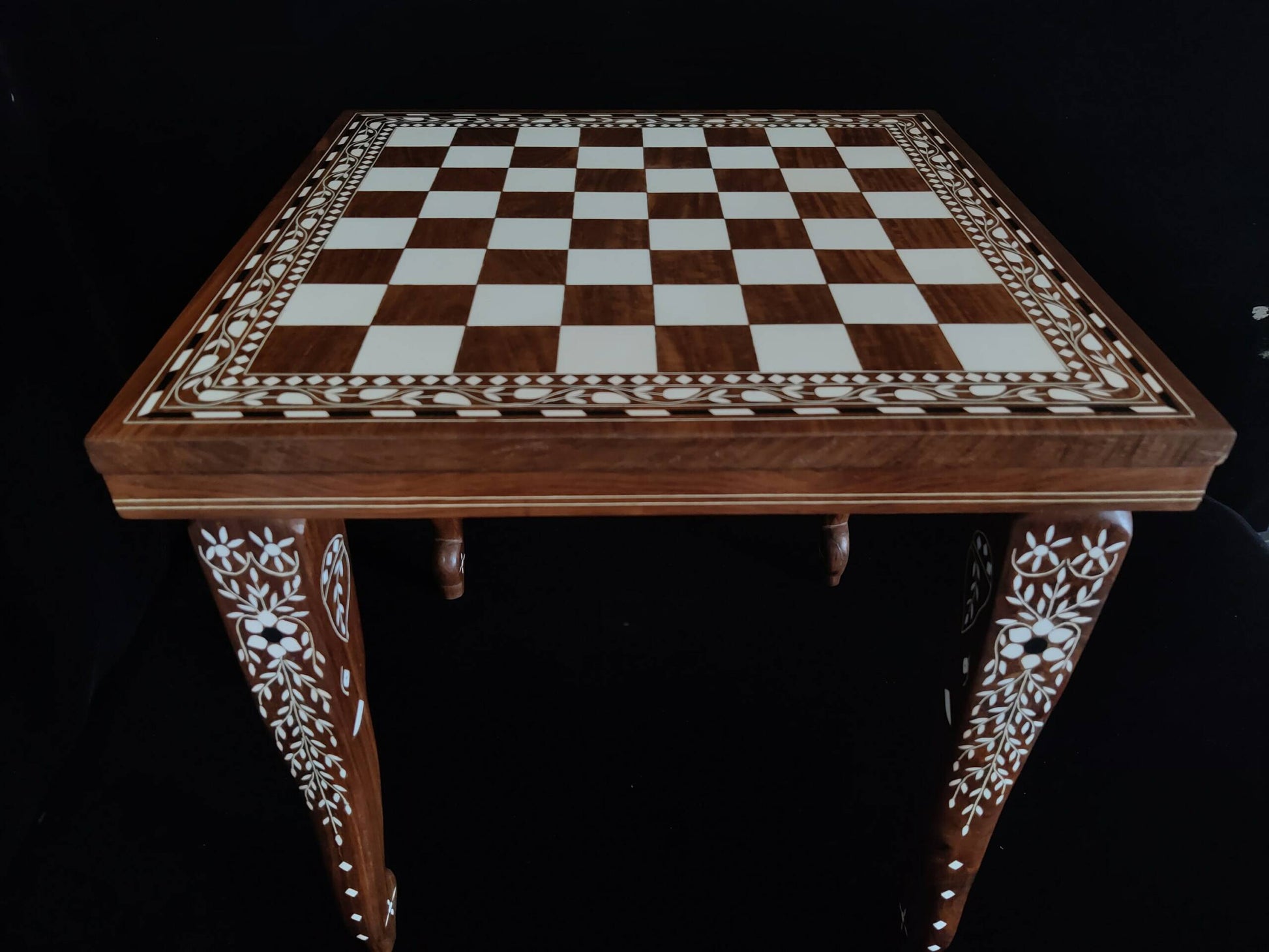 Personalized Chess Table Wooden Inlay