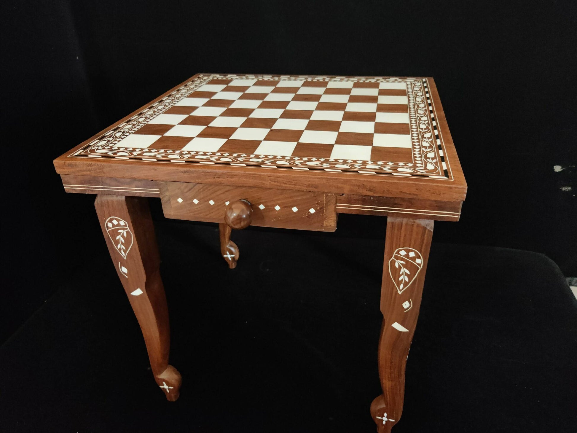Personalized Chess Table Wooden Inlay