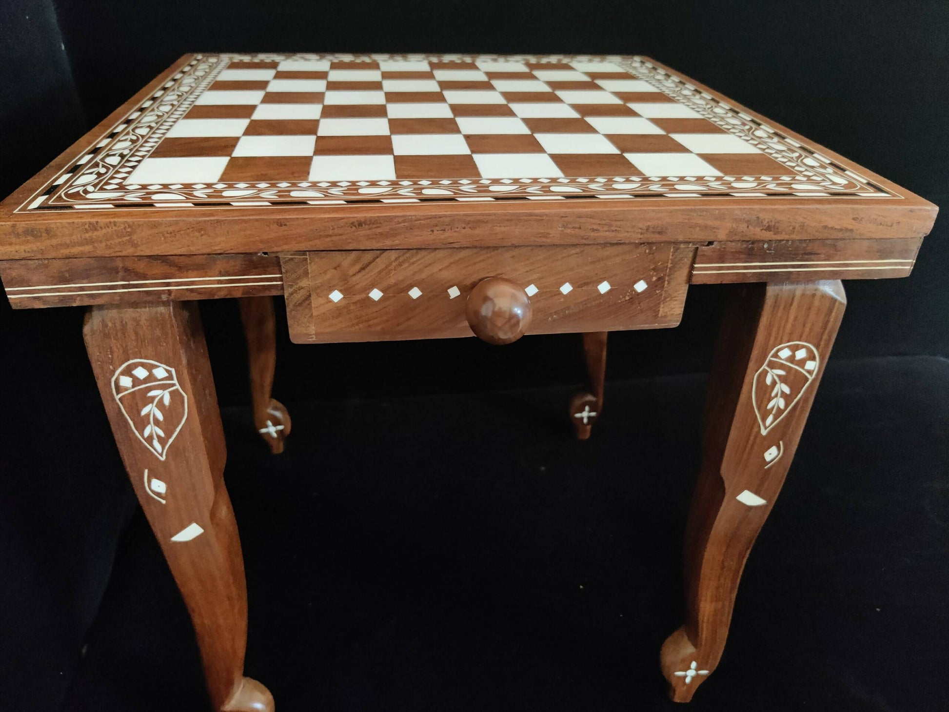 Personalized Chess Table Wooden Inlay
