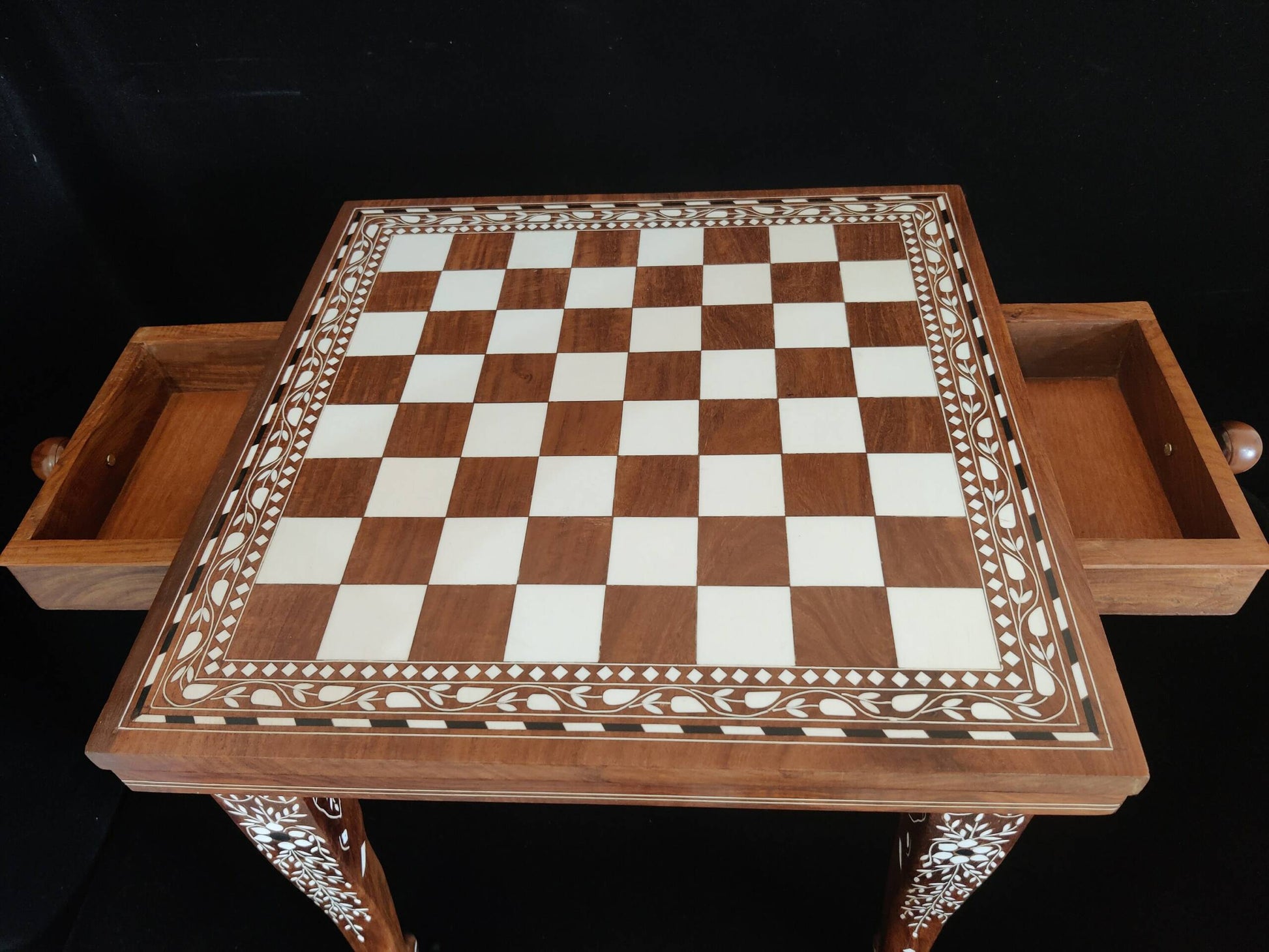 Personalized Chess Table Wooden Inlay